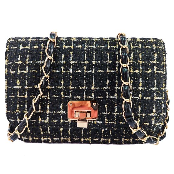 Small Quilted Shoulder Bag Fashion Tweed Mini Clutch Handbag Purses xD - Picture 1 of 6